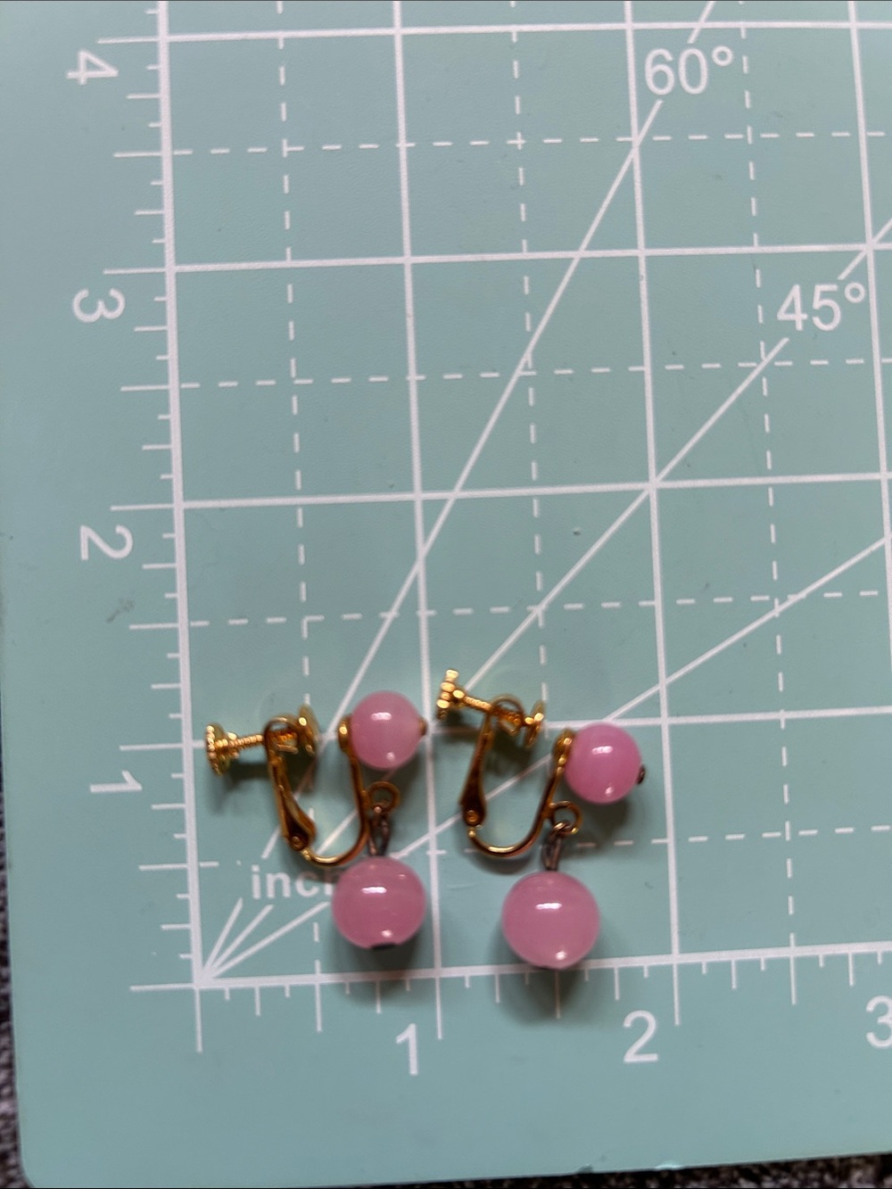 Les Bernard vintage screw back Earrings with Pink Beads